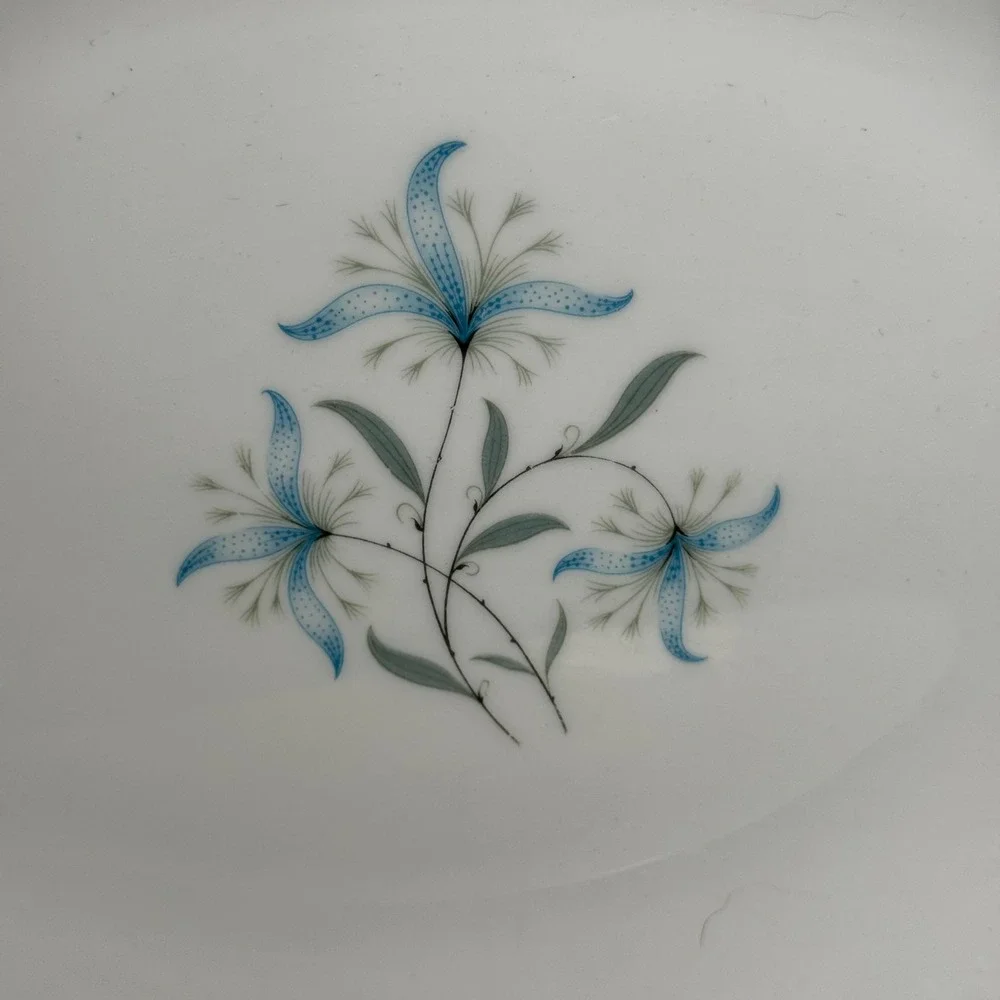 Homer Laughlin Triumph Cynthia Oval Serving Platters Blue Floral Set of 2 USA